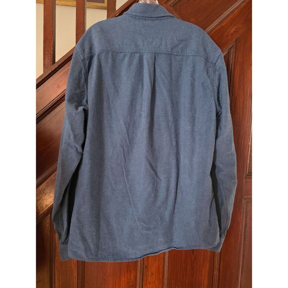 Eddie Bauer Mens Classic Fit Button-Up Shirt Tall Large Blue Herringbone Flannel - Picture 5 of 8